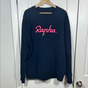 Rapha Dark Blue Crewneck with Vibrant Pink Logo